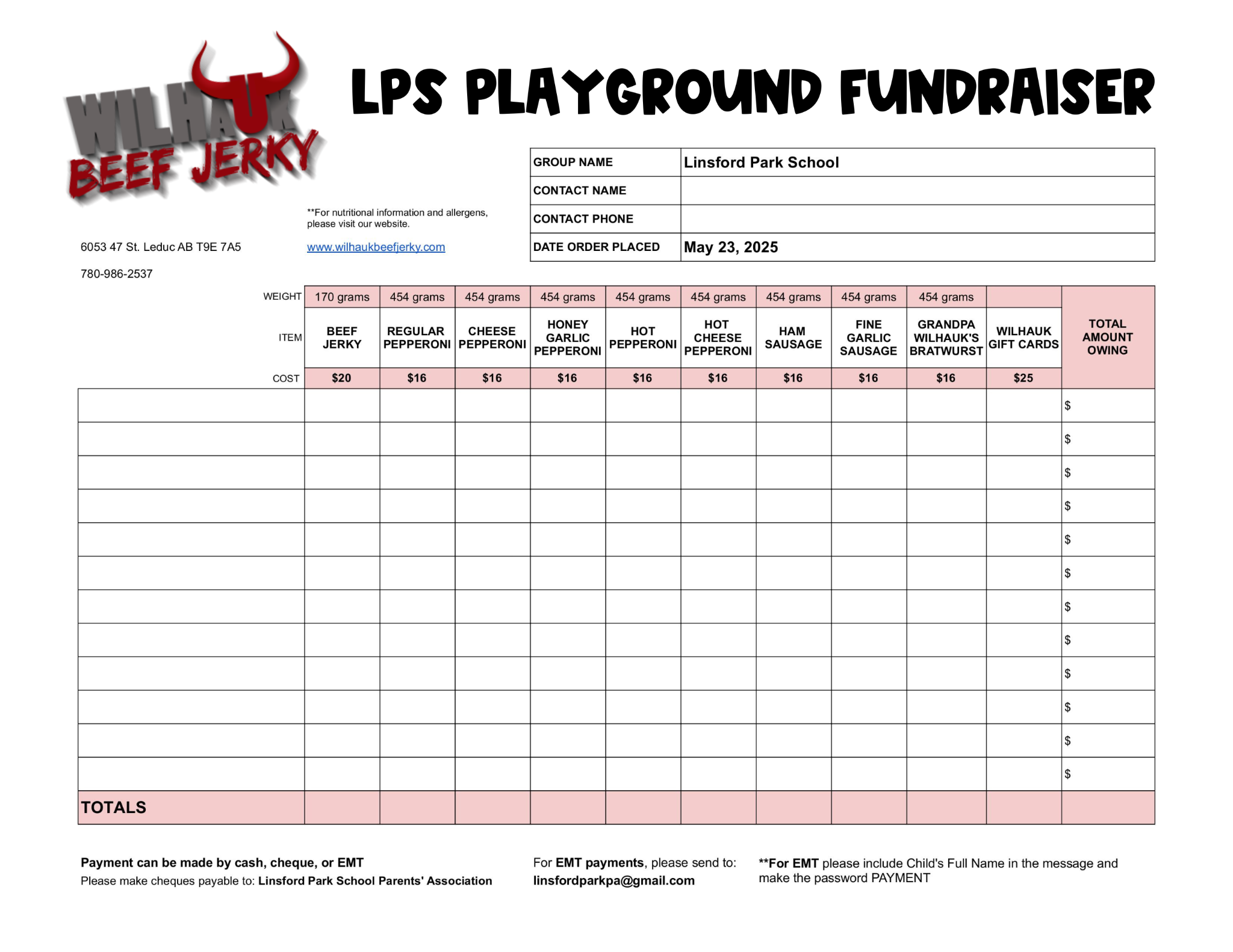 LPS WILHAUK JERKY FORM