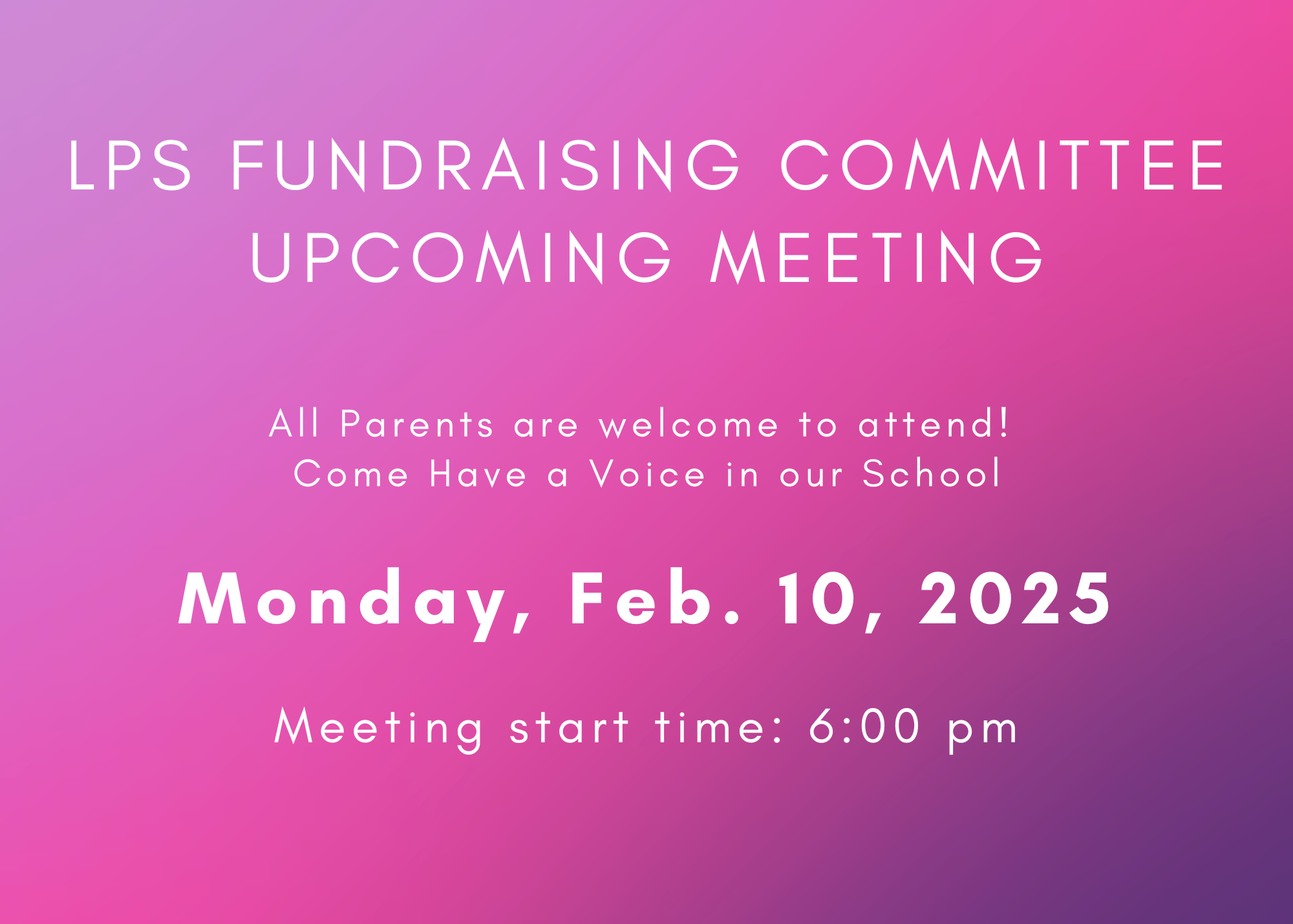 LPS fundraising no School Council Prior