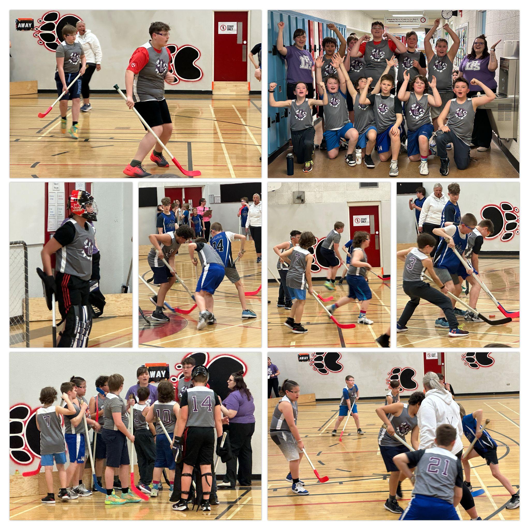 boys 5-6 floor hockey collage